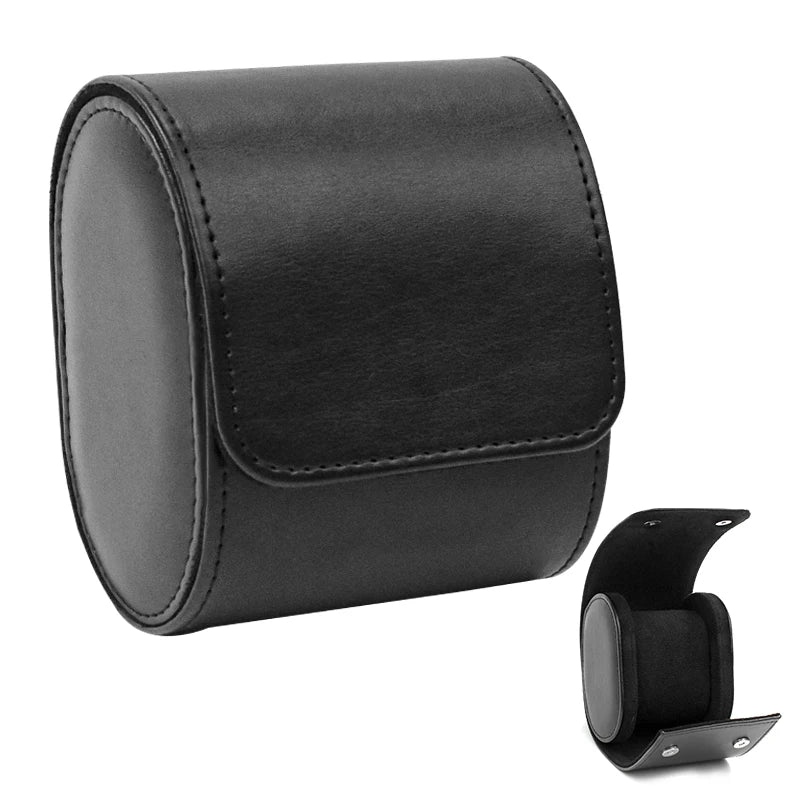 Single watch roll in Onyx Black vegan leather